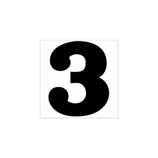 Nummer 3 	rubberstempel (Afrduk)