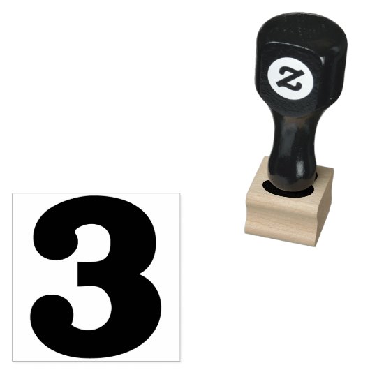 Nummer 3 	rubberstempel (Gestempeld)