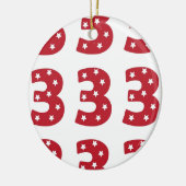 Nummer 3 - Witte sterren op donkerrood Keramisch Ornament (Links)