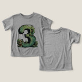 Nummer 3 Zombie Halloween Theme 3 Jaar Oude Kinder (Ontwerp Voorkant & Achterkant)