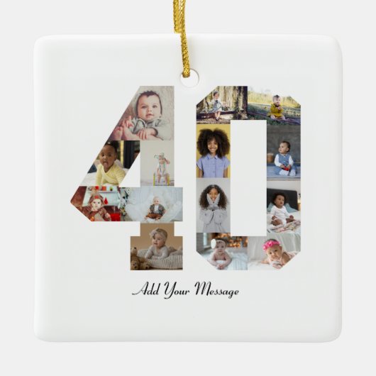 Nummer 40 Fotocollage Keramisch Ornament (Voorkant)