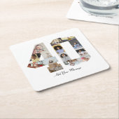 Nummer 40 Fotocollage Vierkante Kartonnen Onderzetter (Schuin)