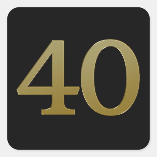 Nummer 40 Gouden Vierkante Sticker (Voorkant)