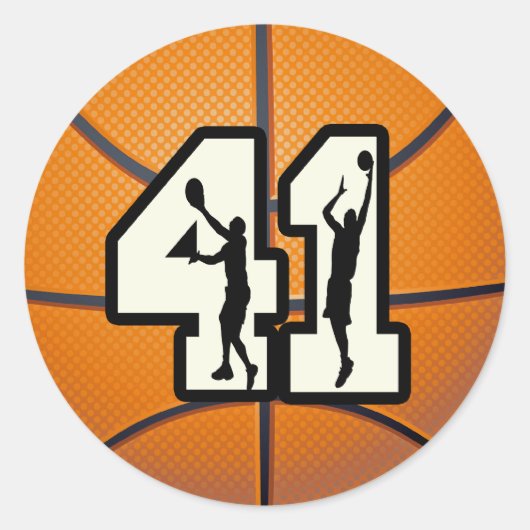 Nummer 41 Basketball Ronde Sticker (Voorkant)
