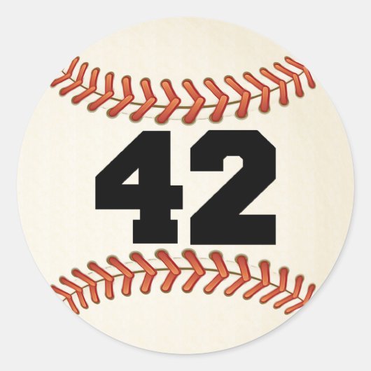 Nummer 42 Baseball Ronde Sticker (Voorkant)