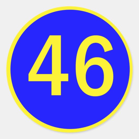 Nummer 46 in een cirkel ronde sticker (Voorkant)