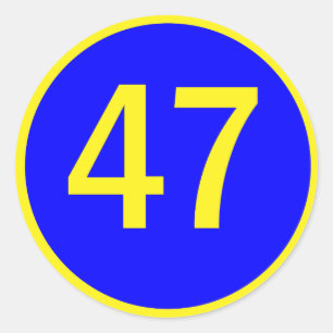 nummer 47 in een cirkel ronde sticker