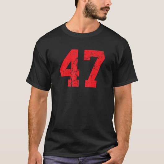 Nummer #47 Sport Jersey Red Distsed Lu T-shirt (Voorkant)