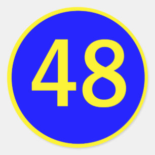 Nummer 48 in een cirkel ronde sticker
