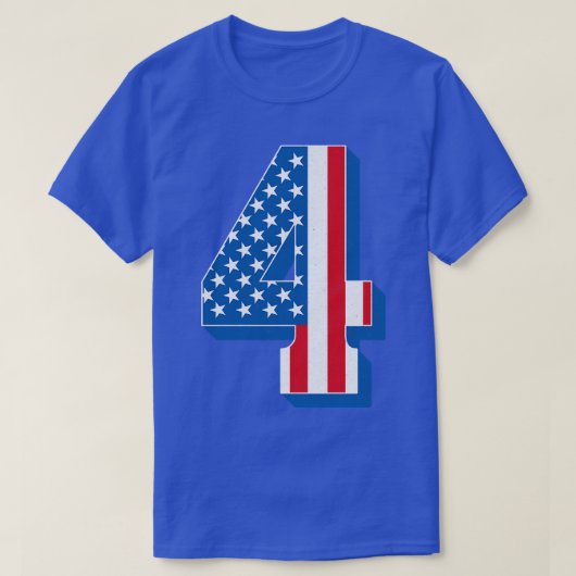  Nummer 4 Amerikaanse vlagtekst T-shirt (Design voorkant)