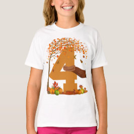 Nummer 4 Herfst Herfst Thanksgiving Thema 4 jaar o T-shirt