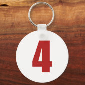 Nummer 4 in rood op witte sleutelhanger (Voorkant)