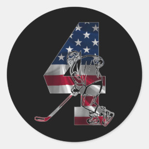 Nummer 4 Jaar IJshockey 4e Verjaardag (1) Ronde Sticker