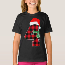 Nummer 4 Kerstthema 4e dag 4 jaar oud T-shirt