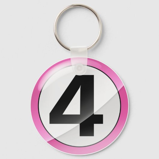 Nummer 4 roze Sleutelhanger (Voorkant)