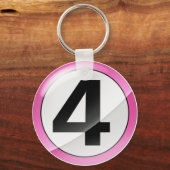 Nummer 4 roze Sleutelhanger (Voorkant)