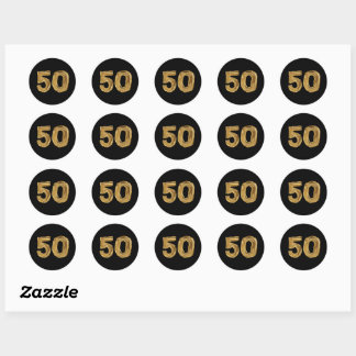 Nummer 50 50 50 iriserende tekst ronde sticker