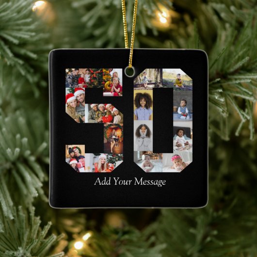 Nummer 50 Fotocollage Keramisch Ornament (Boom)