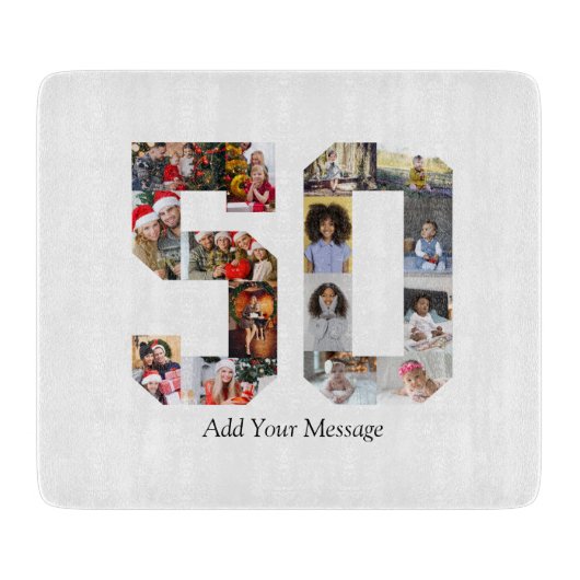 Nummer 50 Fotocollage Snijplank (Voorkant)