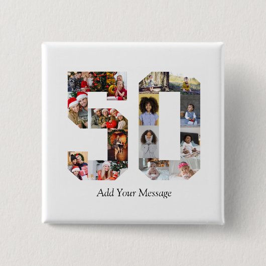 Nummer 50 Fotocollage Vierkante Button 5,1 Cm (Voorkant)