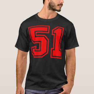 Nummer #51 Sport Uniform Red Fan Athlete Jersey T-shirt