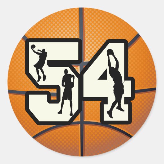 Nummer 54 Basketball Ronde Sticker (Voorkant)