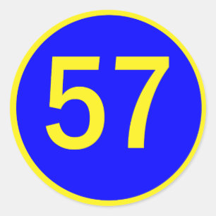 nummer 57 in een cirkel ronde sticker