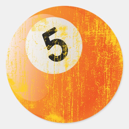 NUMMER 5 BILLIARDS BALL - ERODED AND AGENTJLE RONDE STICKER (Voorkant)