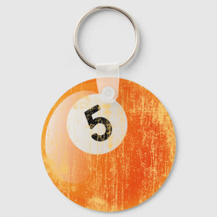 NUMMER 5 BILLIARDS BALL - ERODED AND AGENTJLE SLEUTELHANGER