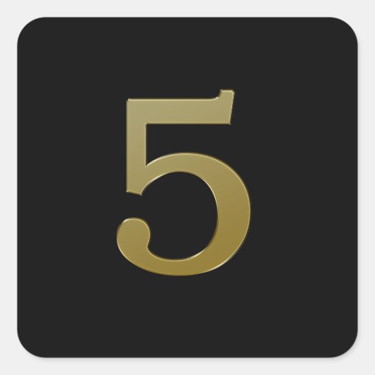 Nummer 5 goud vierkante sticker (Voorkant)