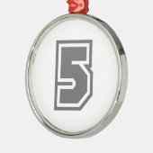 Nummer 5 metalen ornament (Links)
