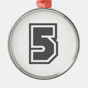 Nummer 5 metalen ornament