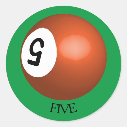 Nummer 5 Pool Ball Sticker (Voorkant)