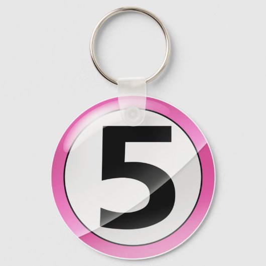 Nummer 5 roze Sleutelhanger (Voorkant)