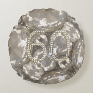 Nummer 60 Diamanten Look 60ste verjaardag Rond Kussen