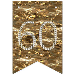 Nummer 60 Diamond Wedding Jubileum Gold Foil Vlaggetjes