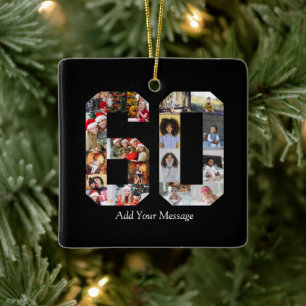 Nummer 60 Fotocollage Keramisch Ornament