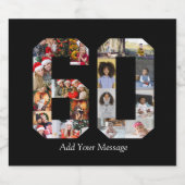 Nummer 60 Fotocollage Sparkling Wijnetiket (Enkel label)