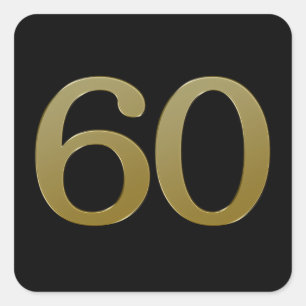 Nummer 60 Gold Square Sticker