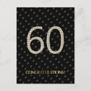 Nummer 60 Zwart Goud 60e Verjaardag Diamanten Huwe Briefkaart
