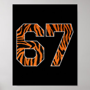 Nummer 67 in oranje tijgerprint fanwear sportshirt poster