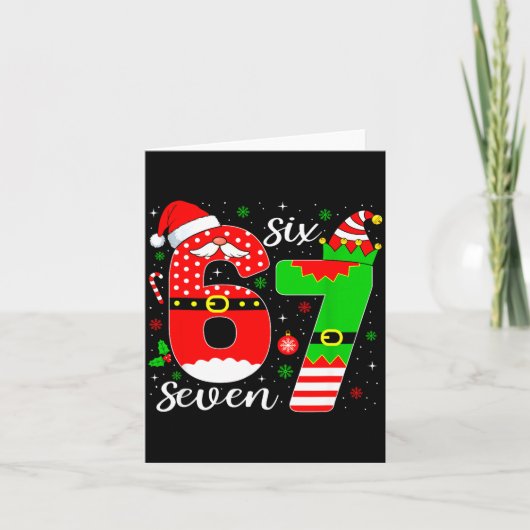 Nummer 67 Matching Zes Zeven 6 7 Meme 6-7 Kerstmis Kaart (Voorkant)