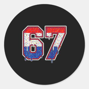 Nummer 67 shirt kostuum volwassene Nk voor vrouwen Ronde Sticker
