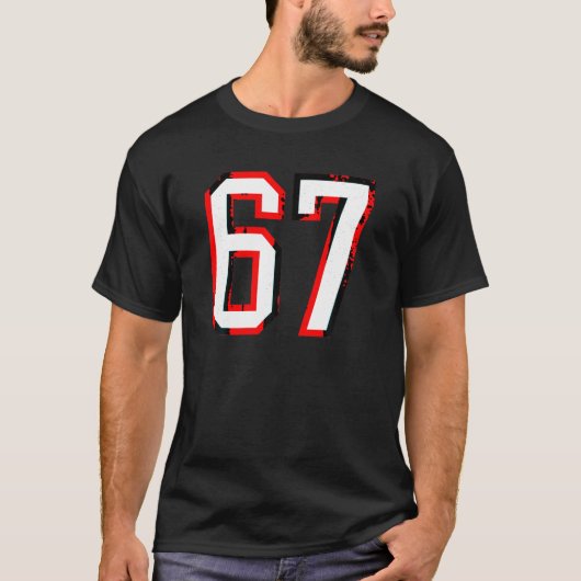 Nummer 67 Wit Rood Favoriete Nummer 67 T Shirt (Voorkant)
