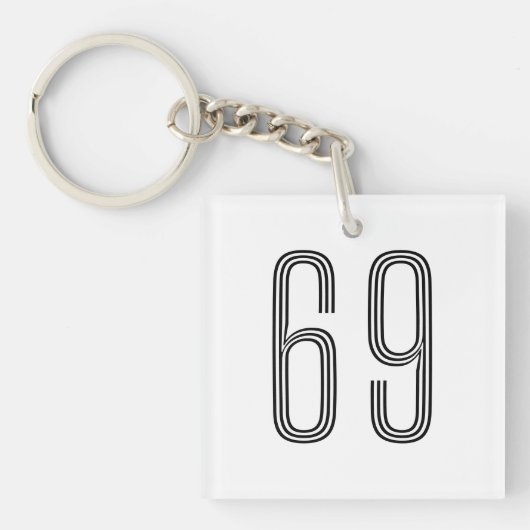 Nummer 69 Wifey/Husby Custom Bride, Verloofd Gift Sleutelhanger (voorkant)