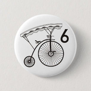 Nummer 6-badge ronde button 5,7 cm