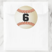 Nummer 6 Baseball Ronde Sticker (Tas)