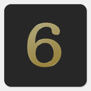 Nummer 6 goud vierkante sticker