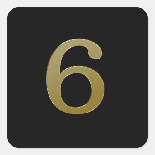 Nummer 6 goud vierkante sticker (Voorkant)