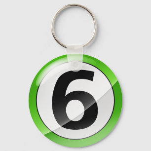 Nummer 6 groen Sleutelhanger